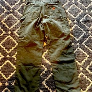 Mens Carhartt Work Pants 32x32 Flannel Lined green